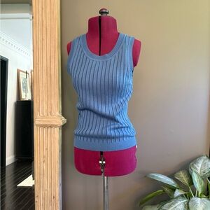 Double Zero Blue Ribbed Tank Top